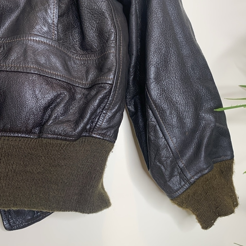 Vintage Brown WW Era G-1 USA Navy Avirex Ltd Bomber Flight Brown Leather Jacket - Picture 13 of 17
